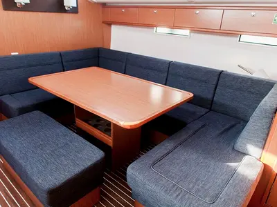 Salon of Navarino, a Bavaria Cruiser 51 sailboat at Kos, Greece