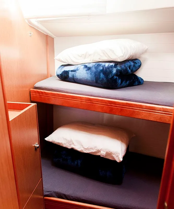 Cabin on Navarino, a Bavaria Cruiser 51 sailboat at Kos, Greece