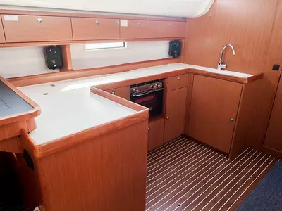 Galley of Navarino, a Bavaria Cruiser 51 sailboat at Kos, Greece