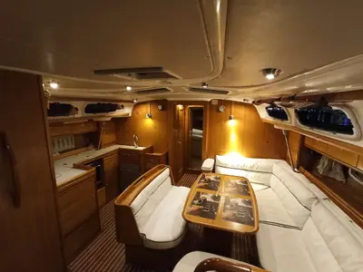 Salon of Lila, a Bavaria 46 Cruiser sailboat at Zakynthos Municipal Unit, Greece