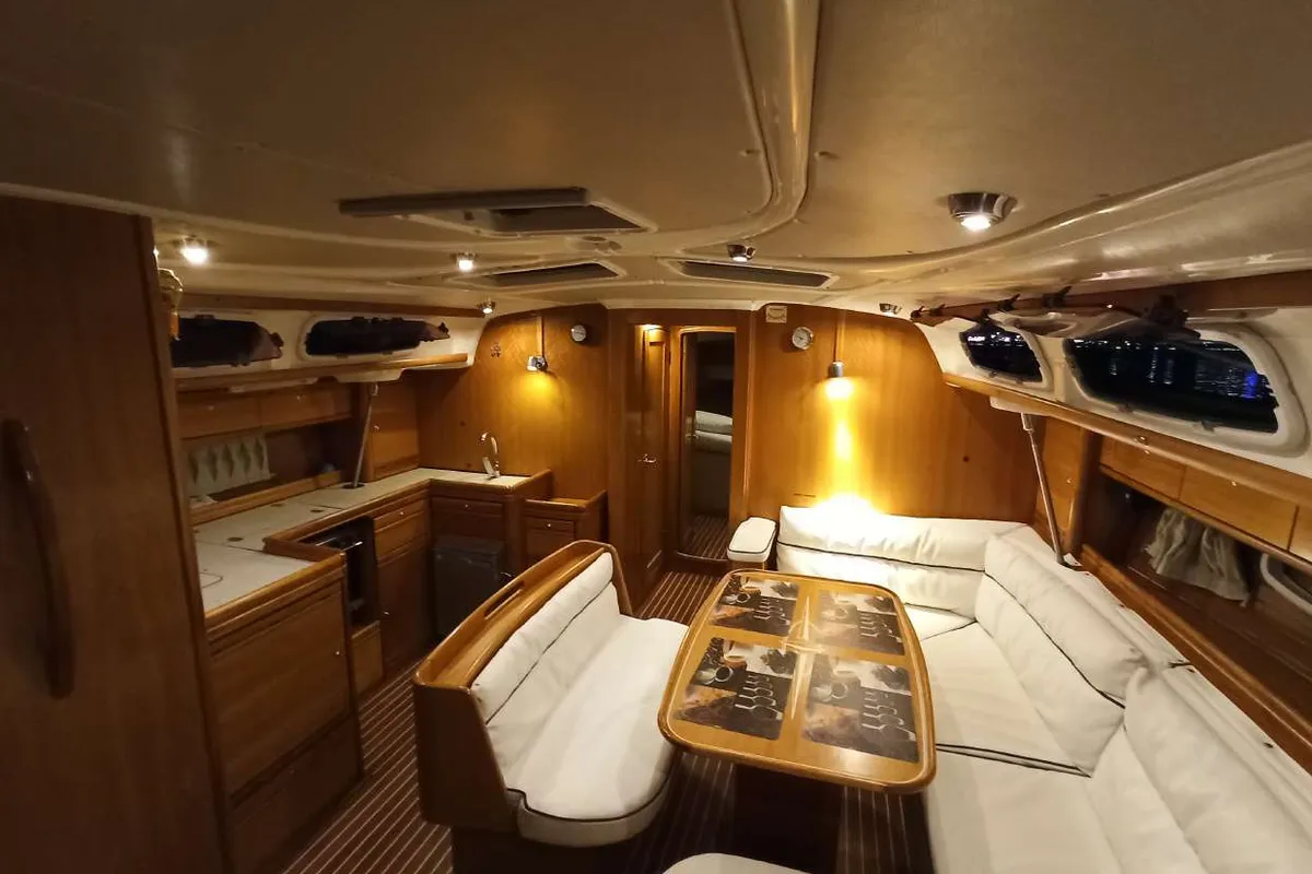 Salon of Lila, a Bavaria 46 Cruiser sailboat at Zakynthos Municipal Unit, Greece