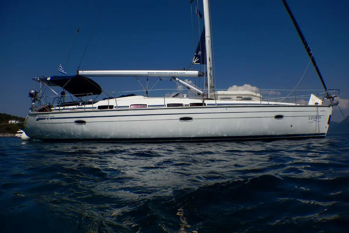 Exterior view of Lila, a Bavaria 46 Cruiser sailboat at Zakynthos Municipal Unit, Greece