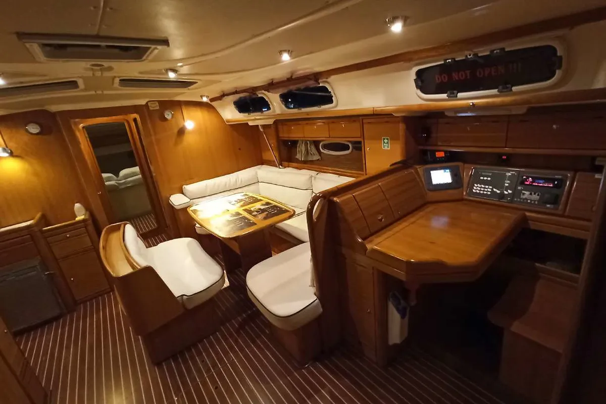 Salon of Lila, a Bavaria 46 Cruiser sailboat at Zakynthos Municipal Unit, Greece