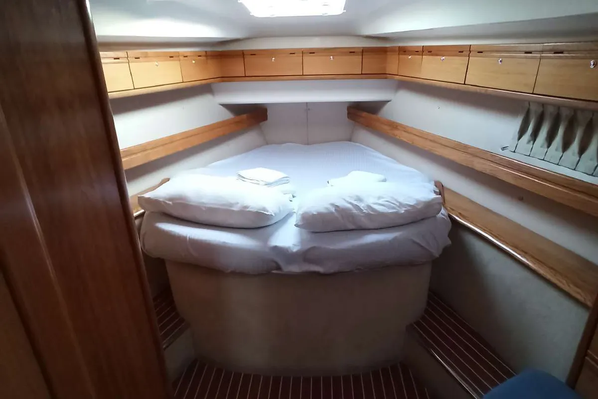 Cabin on Lila, a Bavaria 46 Cruiser sailboat at Zakynthos Municipal Unit, Greece
