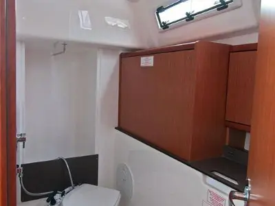 Head on ADRIA MASA, a Bavaria 34 Cruiser sailboat at Split, Croatia