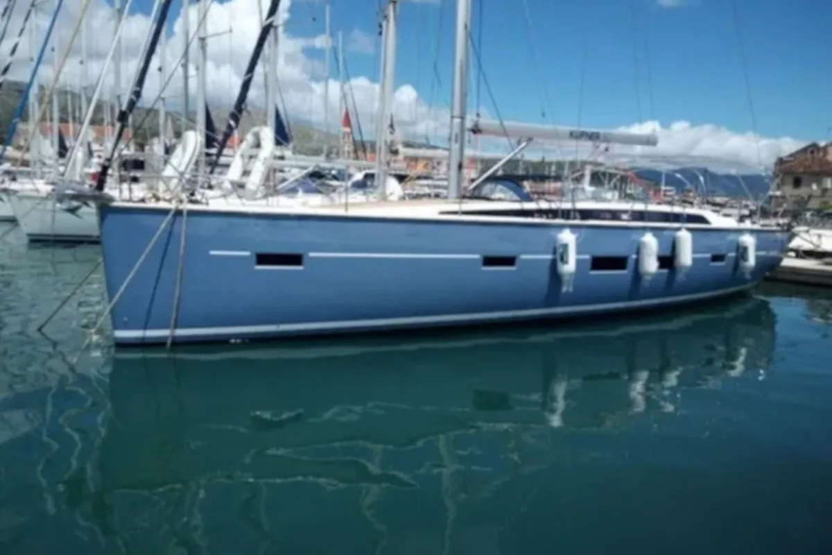 Exterior view of DINGAČ, a D&D Kufner 50 sailboat at Punat, Croatia