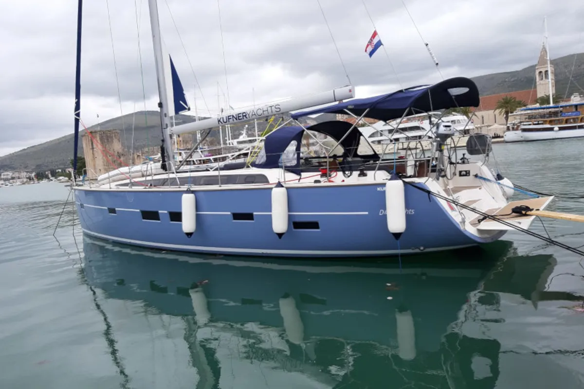 Exterior view of DINGAČ, a D&D Kufner 50 sailboat at Punat, Croatia