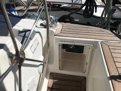 Cockpit of Alboran XXVI Piñacolada, a Elan Impression 434 sailboat at es Jonquet, Spain