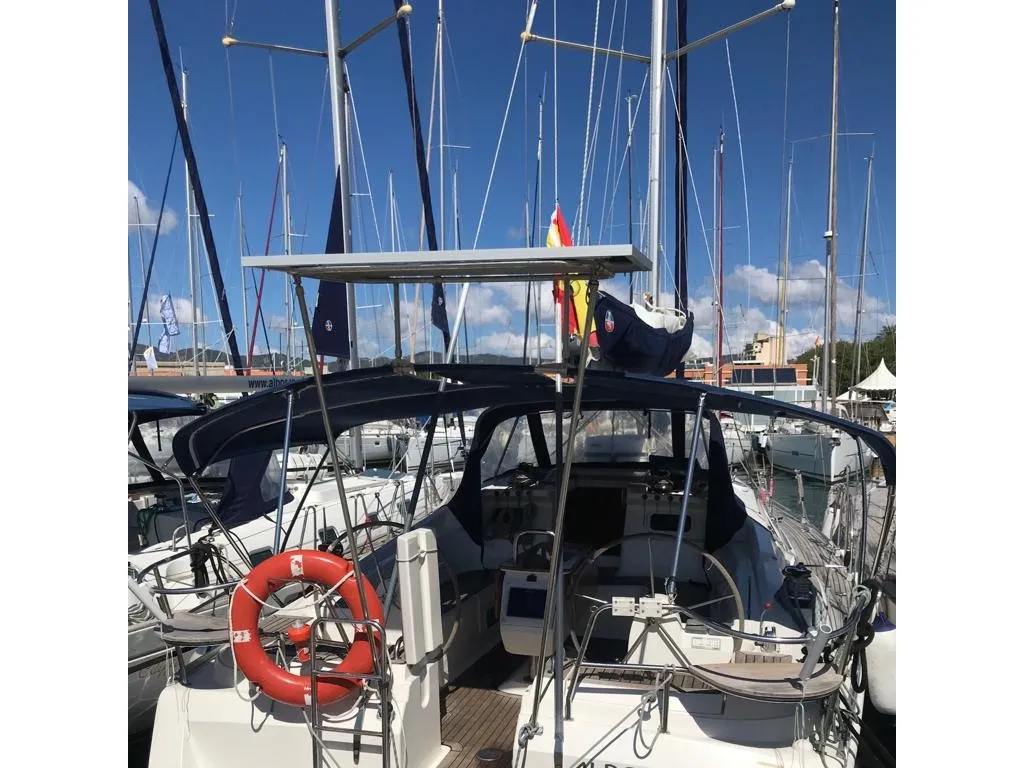 Exterior view of Alboran XXVI Piñacolada, a Elan Impression 434 sailboat at es Jonquet, Spain