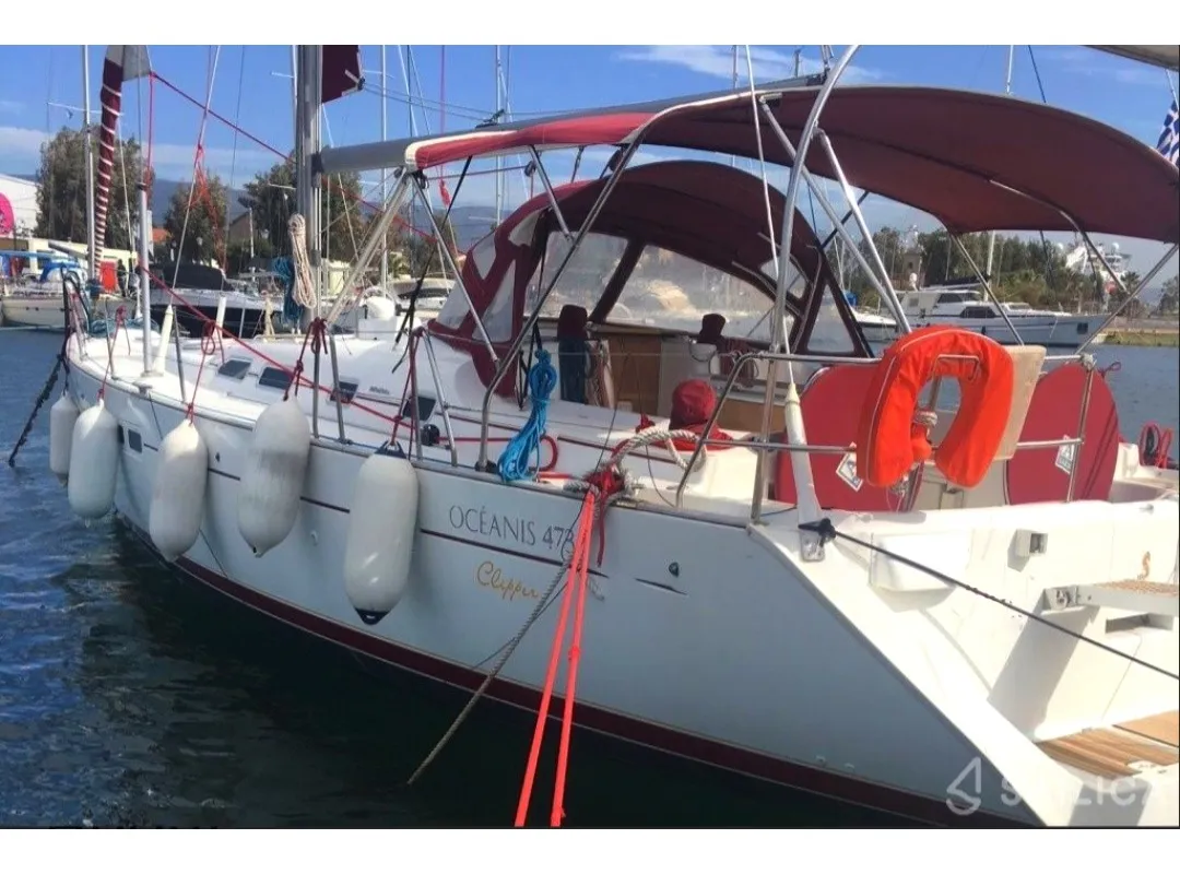 Exterior view of IRIDA, a Beneteau Oceanis 473 sailboat at Athens, Marina Delta Kallithea, Greece