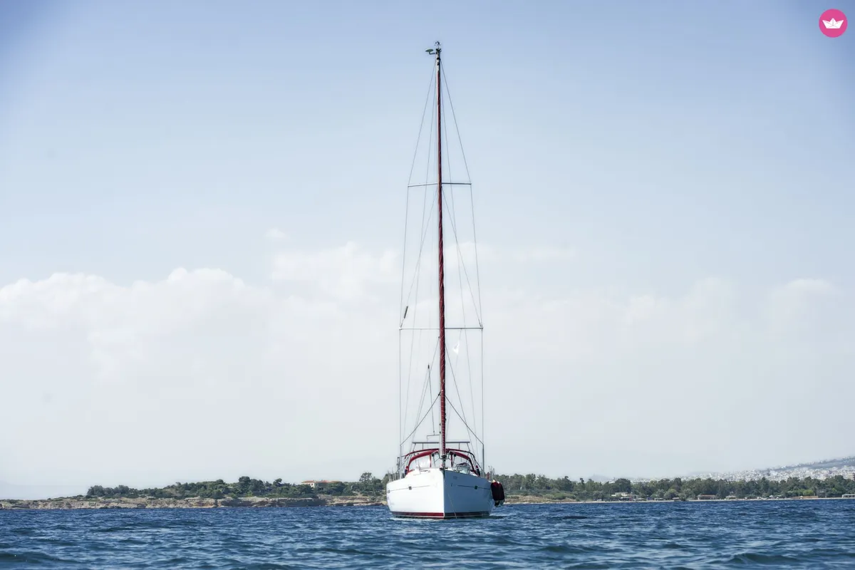 Exterior view of IRIDA, a Beneteau Oceanis 473 sailboat at Athens, Marina Delta Kallithea, Greece