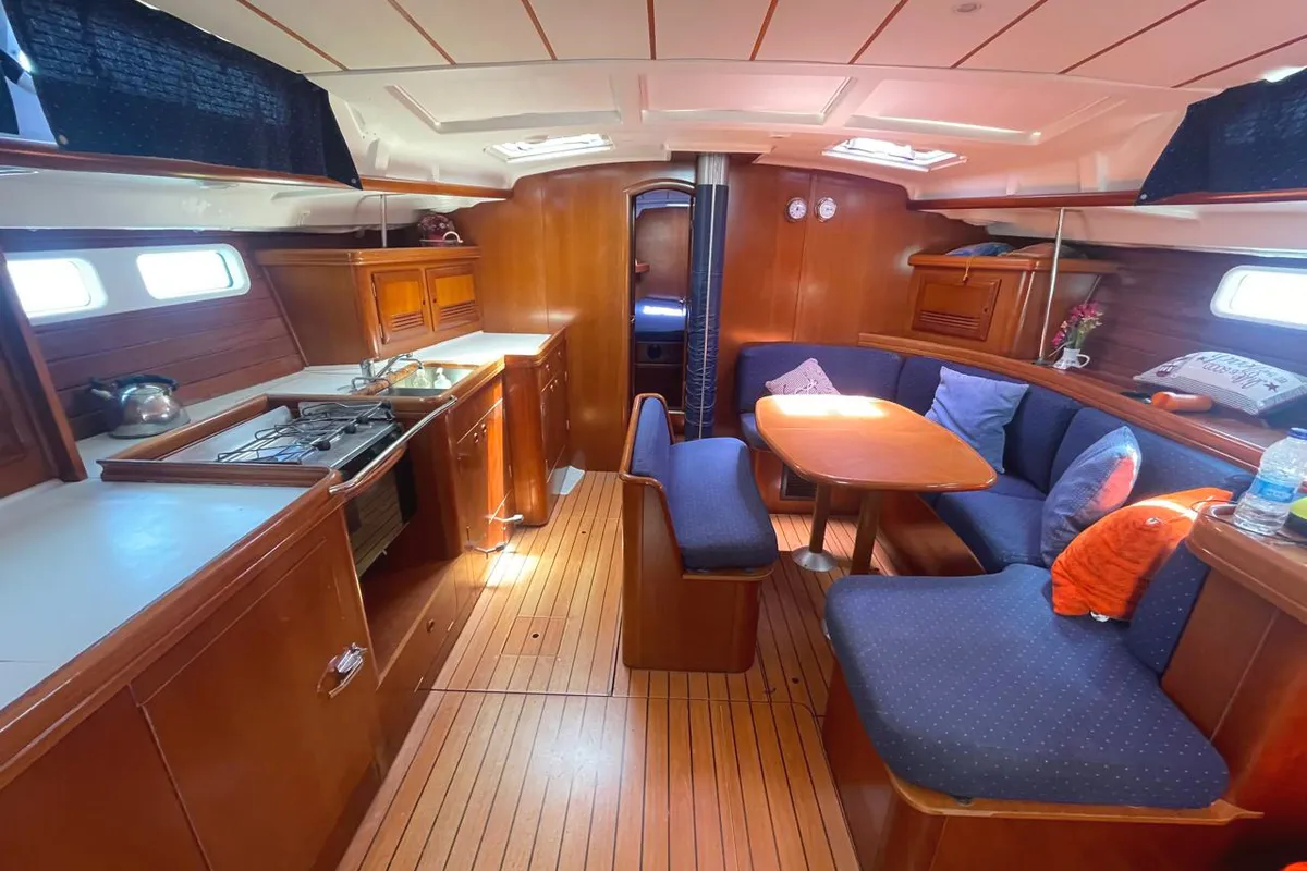 Galley of IRIDA, a Beneteau Oceanis 473 sailboat at Athens, Marina Delta Kallithea, Greece