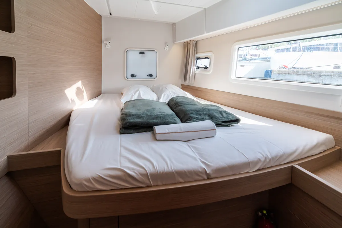 Cabin on Capovento II, a Lagoon 42 catamaran at Capo d'Orlando, Italy