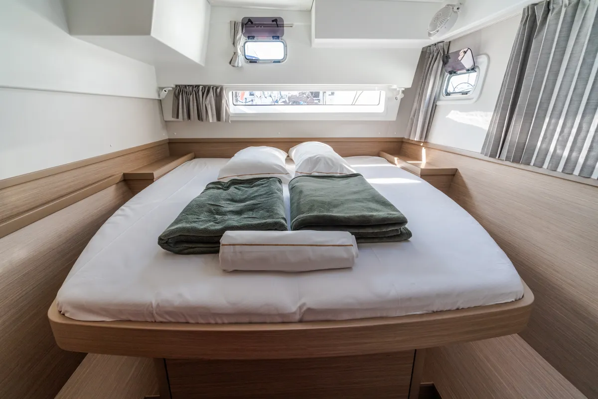 Cabin on Capovento II, a Lagoon 42 catamaran at Capo d'Orlando, Italy