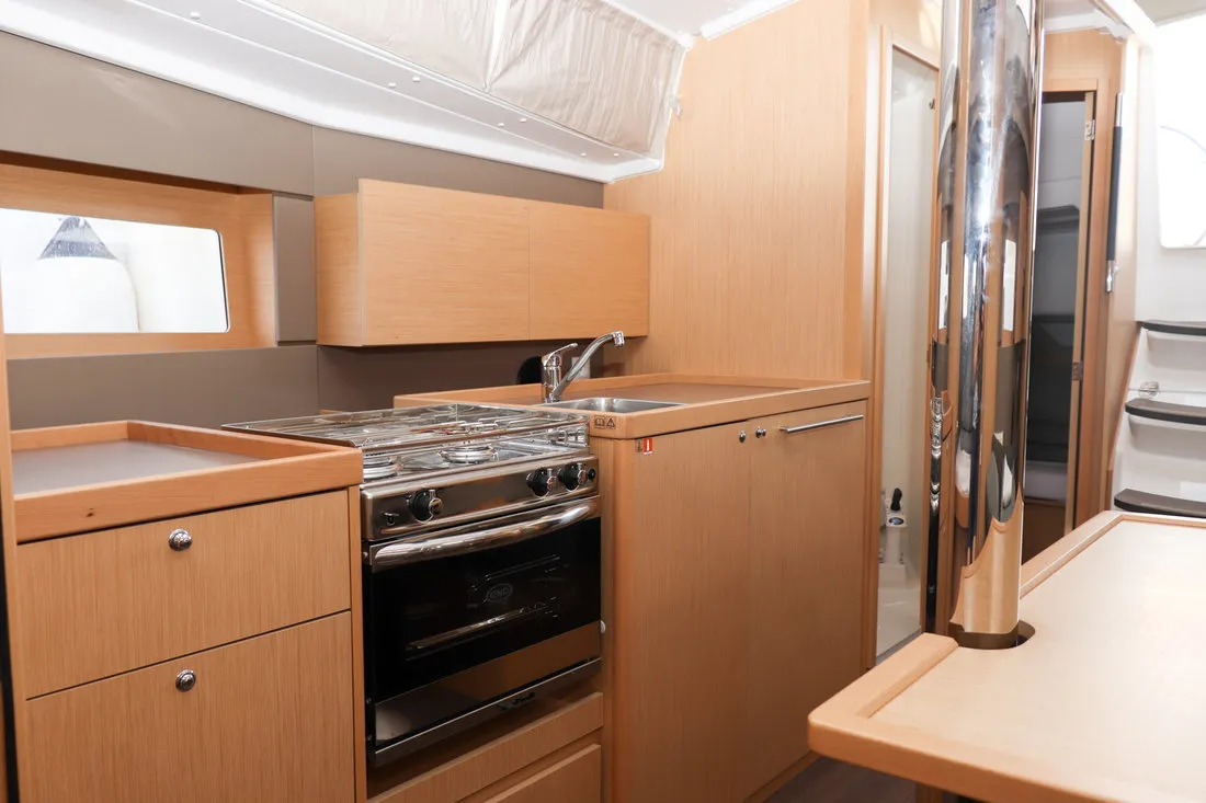 Galley of Dama, a Beneteau Oceanis 38.1 sailboat at Grad Biograd na Moru, Croatia