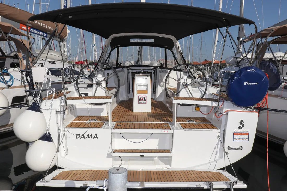Exterior view of Dama, a Beneteau Oceanis 38.1 sailboat at Grad Biograd na Moru, Croatia