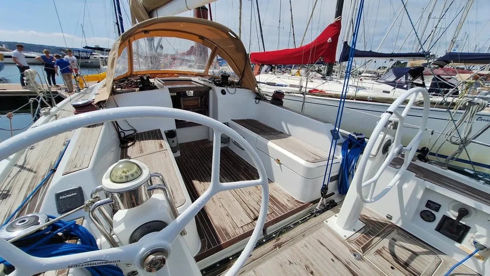 Deck of Placebo, a Grand Soleil 39 sailboat at La Rochelle, France