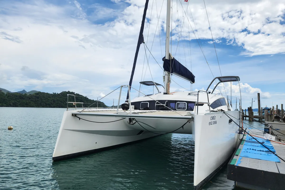 Exterior view of Vesna, a Island Spirit 410 catamaran at Baan Salak Phet, Thailand