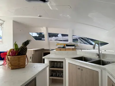 Galley of Gauthai, a Island Spirit 410 catamaran at Mai Khao, Thailand