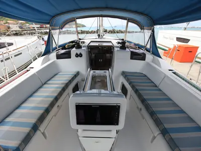 Cockpit of Jillsee, a Jeanneau Sun Odyssey 419 sailboat at Road Town, British Virgin Islands