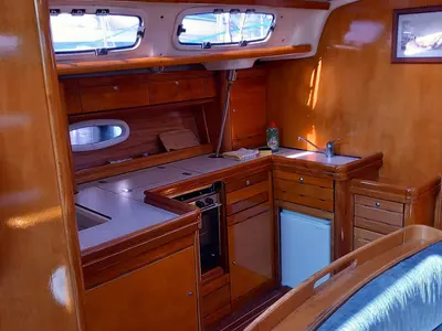 Galley of Prestige M48, a Bavaria 46 Cruiser sailboat at Grad Trogir, Croatia