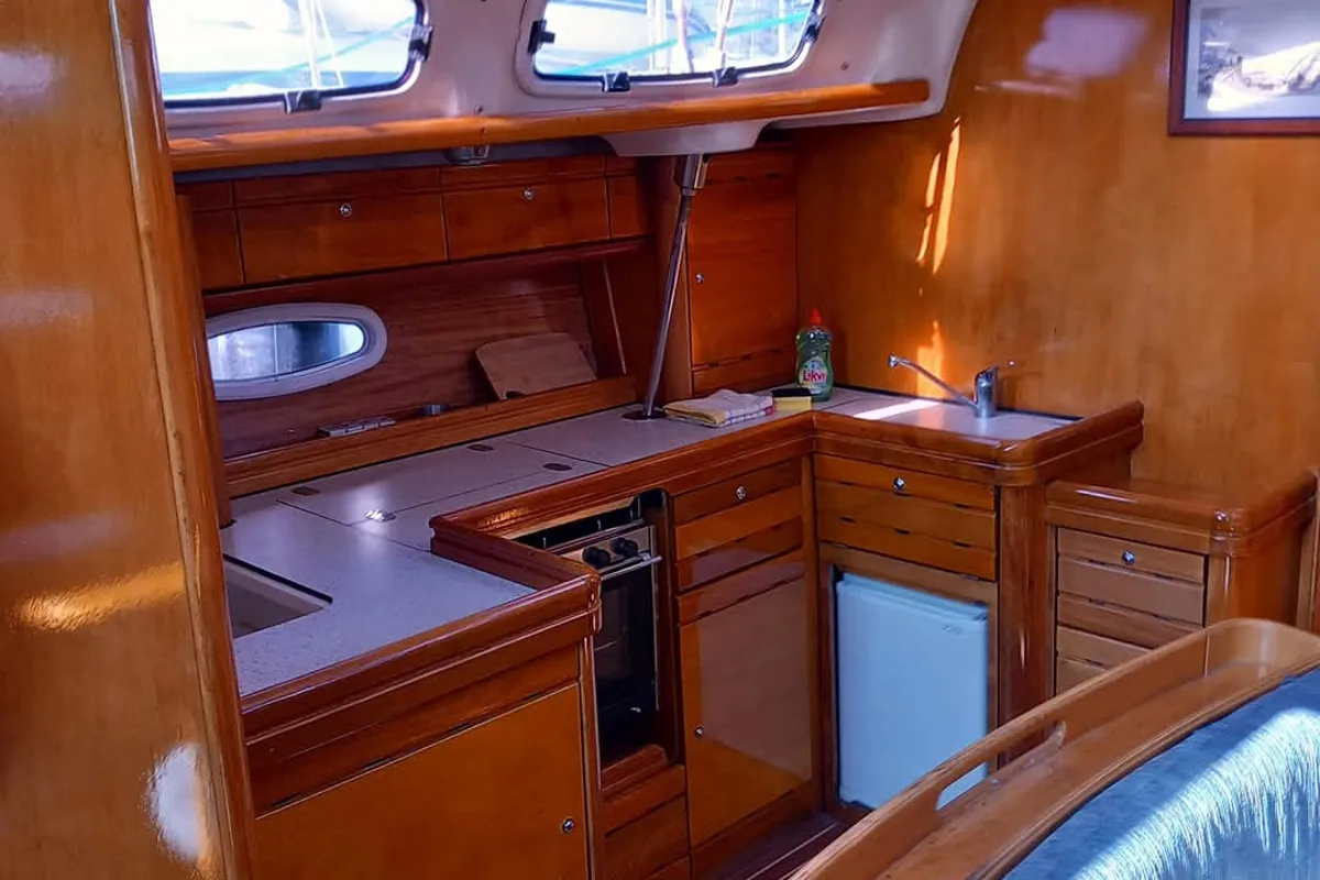 Galley of Prestige M48, a Bavaria 46 Cruiser sailboat at Grad Trogir, Croatia