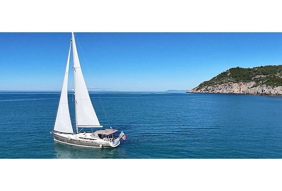 Exterior view of Principessa P., a Jeanneau Sun Odyssey 509 sailboat at Orbetello, Italy