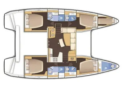 Floor plan of Aenaos, a Lagoon 42 catamaran at Kos, Greece