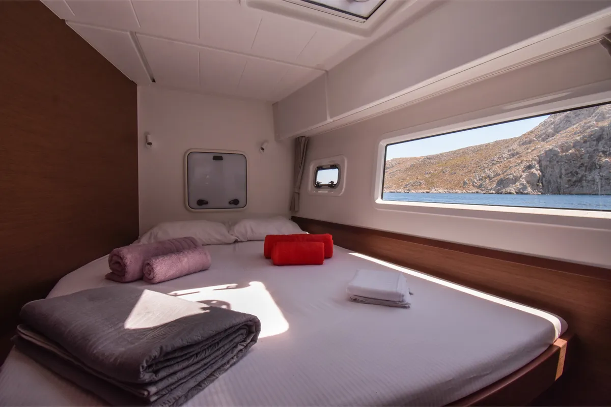 Cabin on Aenaos, a Lagoon 42 catamaran at Kos, Greece