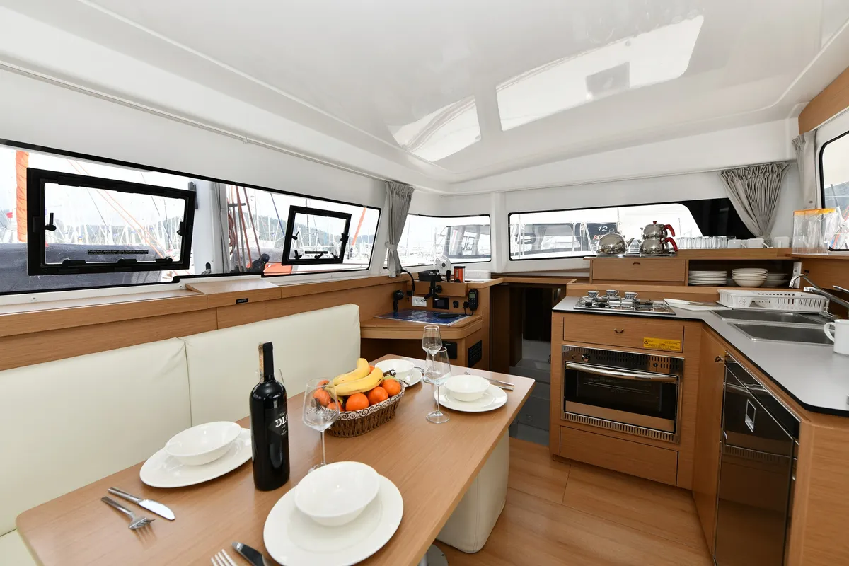 Salon of Patara, a Excess 11 - 4 + 1 + 1 cab. catamaran at Fethiye, Turkey