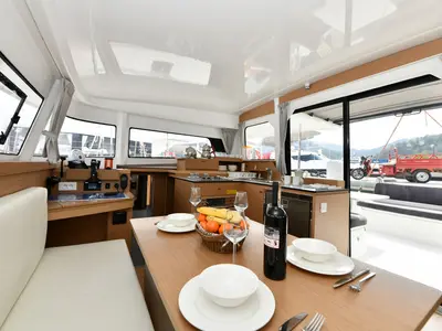 Salon of Patara, a Excess 11 - 4 + 1 + 1 cab. catamaran at Fethiye, Turkey
