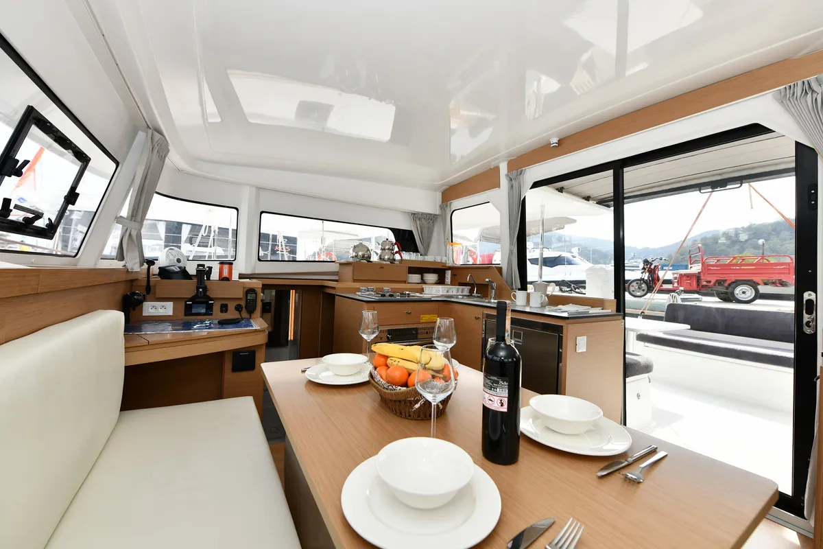 Salon of Patara, a Excess 11 - 4 + 1 + 1 cab. catamaran at Fethiye, Turkey