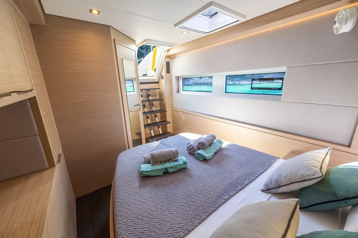 Cabin on HUMBLE ONE, a Lagoon 55 catamaran at Lefkada, Greece