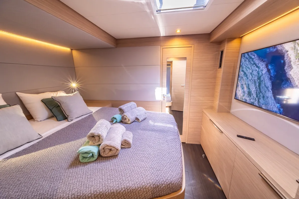 Cabin on HUMBLE ONE, a Lagoon 55 catamaran at Lefkada, Greece