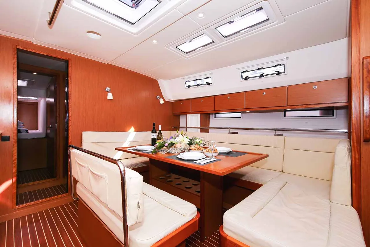 Salon of Godspeed, a Bavaria Cruiser 50 Avantgarde sailboat at Murter, Croatia
