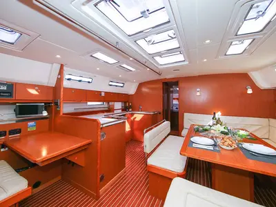 Salon of Godspeed, a Bavaria Cruiser 50 Avantgarde sailboat at Murter, Croatia