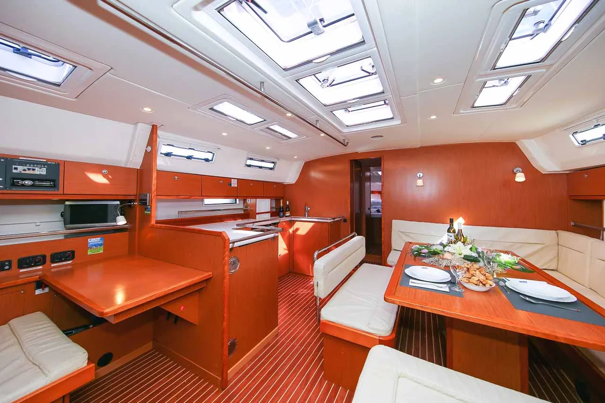 Salon of Godspeed, a Bavaria Cruiser 50 Avantgarde sailboat at Murter, Croatia