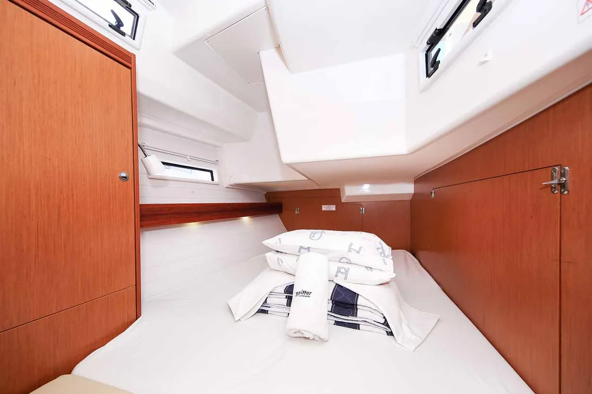 Cabin on Godspeed, a Bavaria Cruiser 50 Avantgarde sailboat at Murter, Croatia