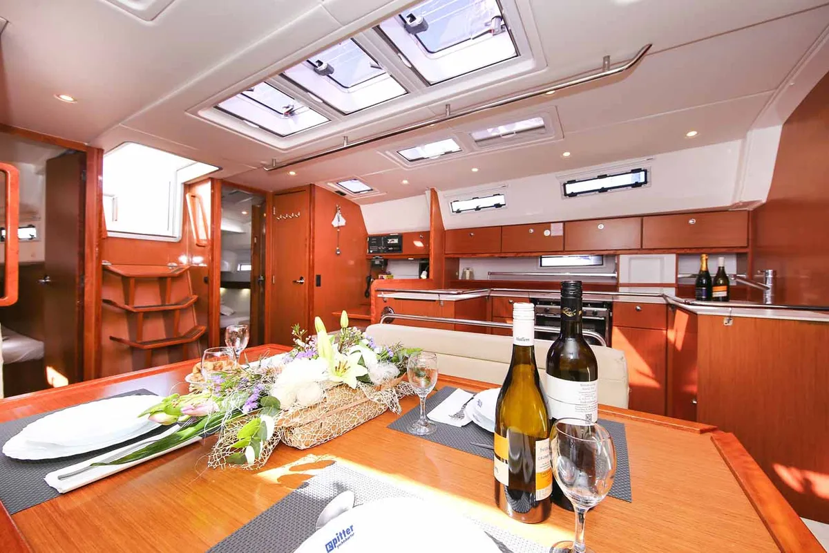 Salon of Godspeed, a Bavaria Cruiser 50 Avantgarde sailboat at Murter, Croatia