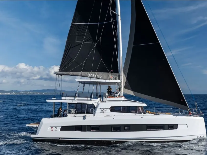 Exterior view of GIORGOS, a Bali 5.2 catamaran at Nea Peramos, Greece