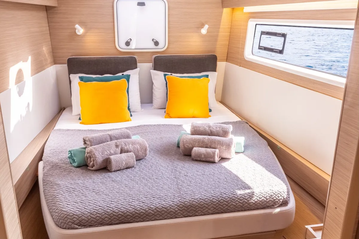 Cabin on Solana, a Lagoon 43 catamaran at Municipal Unit of Lefkada, Greece