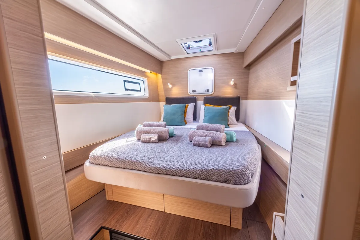Cabin on Solana, a Lagoon 43 catamaran at Municipal Unit of Lefkada, Greece