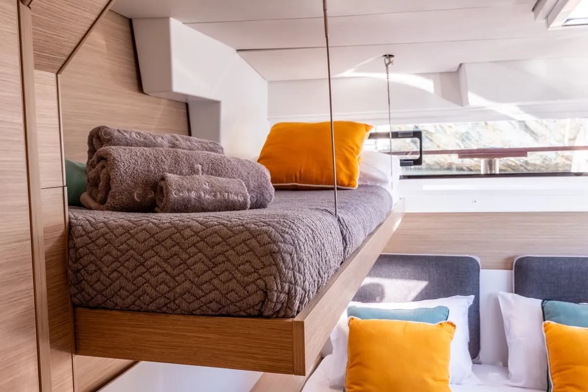 Cabin on Solana, a Lagoon 43 catamaran at Municipal Unit of Lefkada, Greece