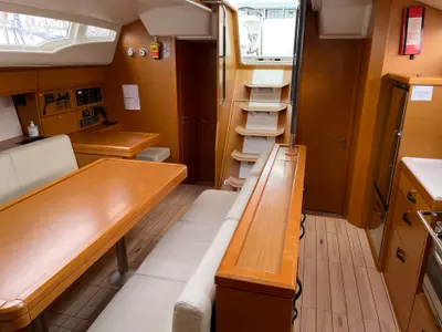 Salon of Jeanneau 54, a sailboat at Volos, Greece