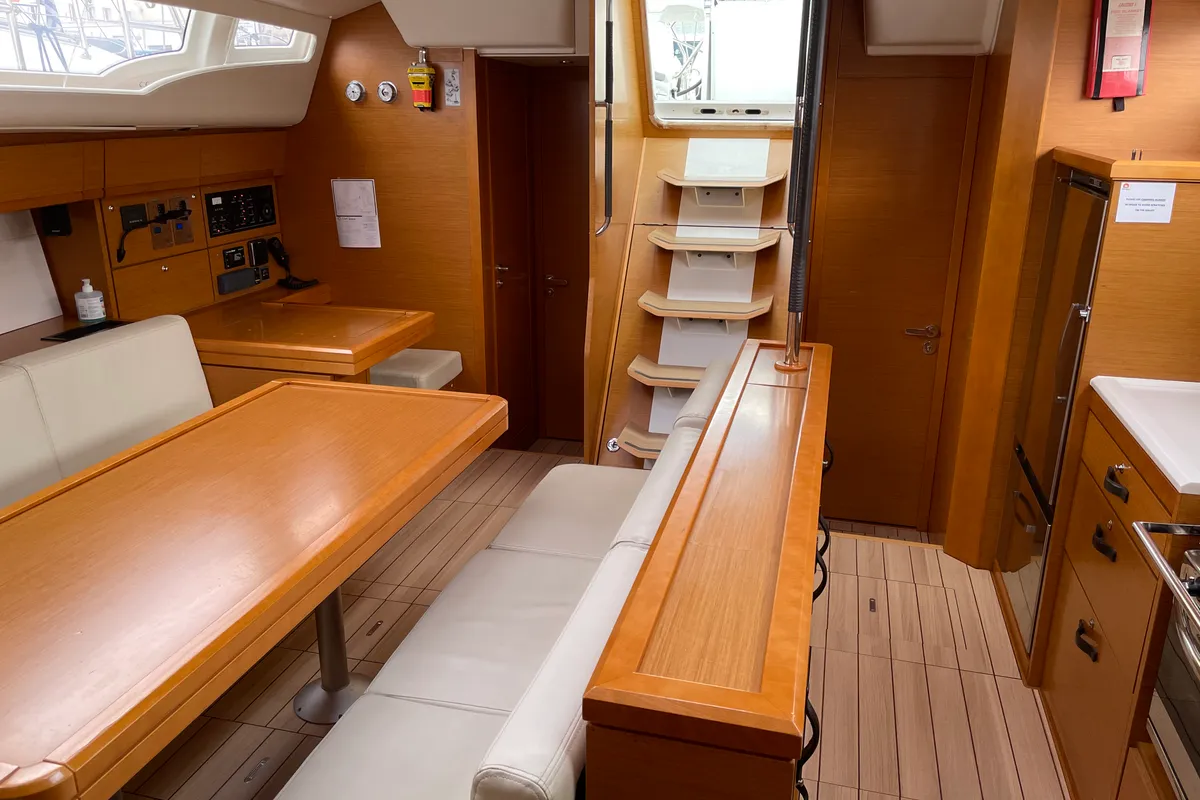 Salon of Jeanneau 54, a sailboat at Volos, Greece