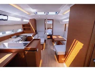 Salon of Purr, a Jeanneau Sun Odyssey 410 sailboat at Kaštela, Croatia