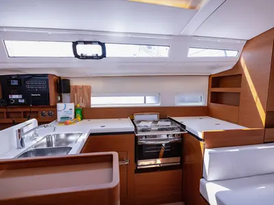 Galley of Purr, a Jeanneau Sun Odyssey 410 sailboat at Kaštela, Croatia