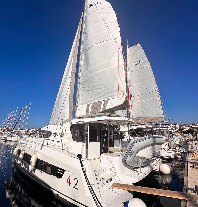 Exterior view of Merlot, a Bali 4.2 catamaran at Pirovac, Croatia