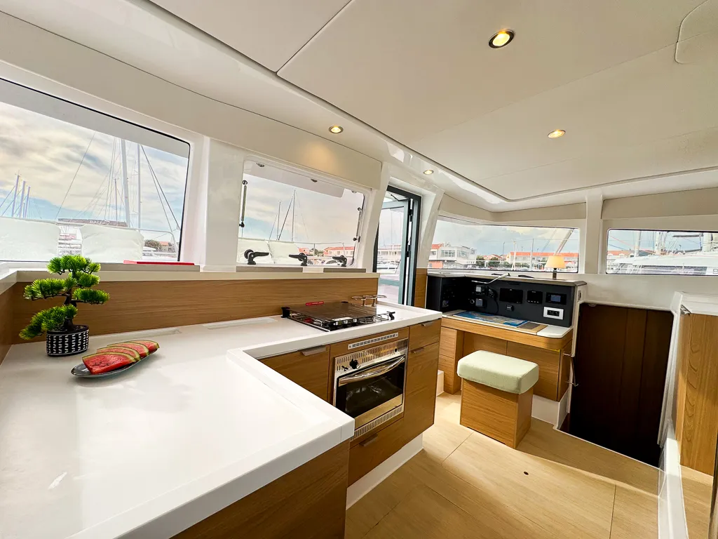 Galley of Merlot, a Bali 4.2 catamaran at Pirovac, Croatia