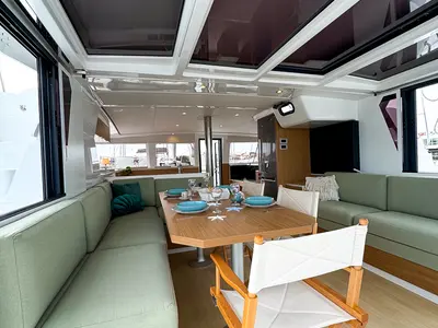 Salon of Merlot, a Bali 4.2 catamaran at Pirovac, Croatia